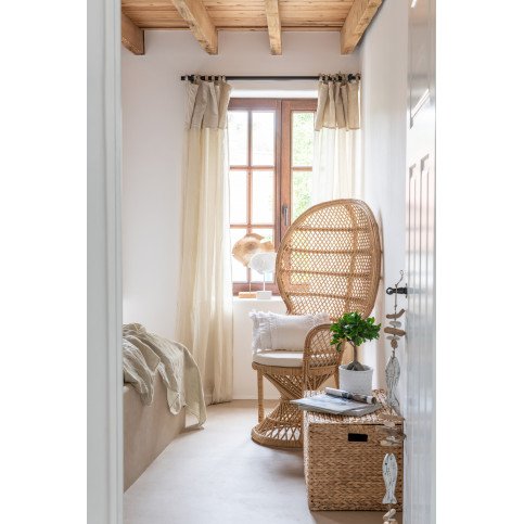 Chaise Paon et Coussin Rotin Naturel