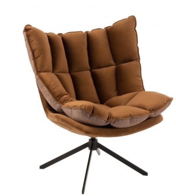 Chaise Relax Coussin Sur Pied Textile Métal Marron COSY HOME  DECO