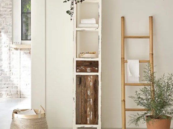 Colonne de salle de bain bois recyclé massif FSC mixte 170 cm&nbsp;SEZANNE