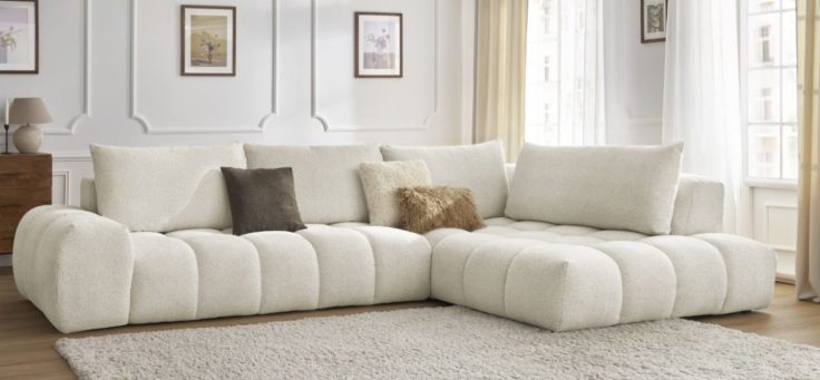 Canapé d'angle fixe EVEREST tissu chiné