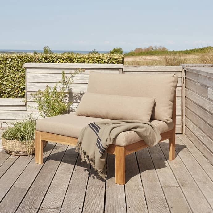 Fauteuil de jardin en teck massif taupe PALMA