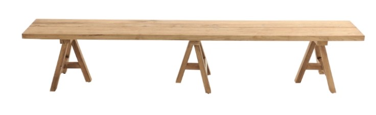 Tecka - Banc de jardin en teck recyclé L300