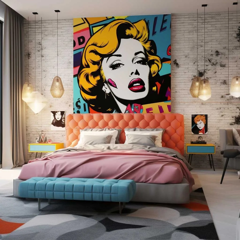 Chambre à coucher au design d’intérieur pop avec des accents&nbsp;vibrants