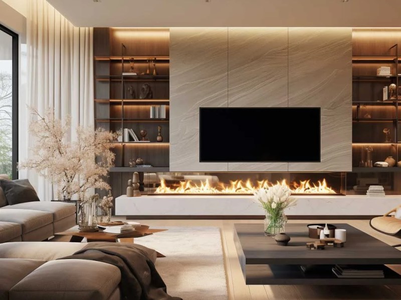 Comment harmoniser la télévision et la cheminée dans votre décoration de&nbsp;salon