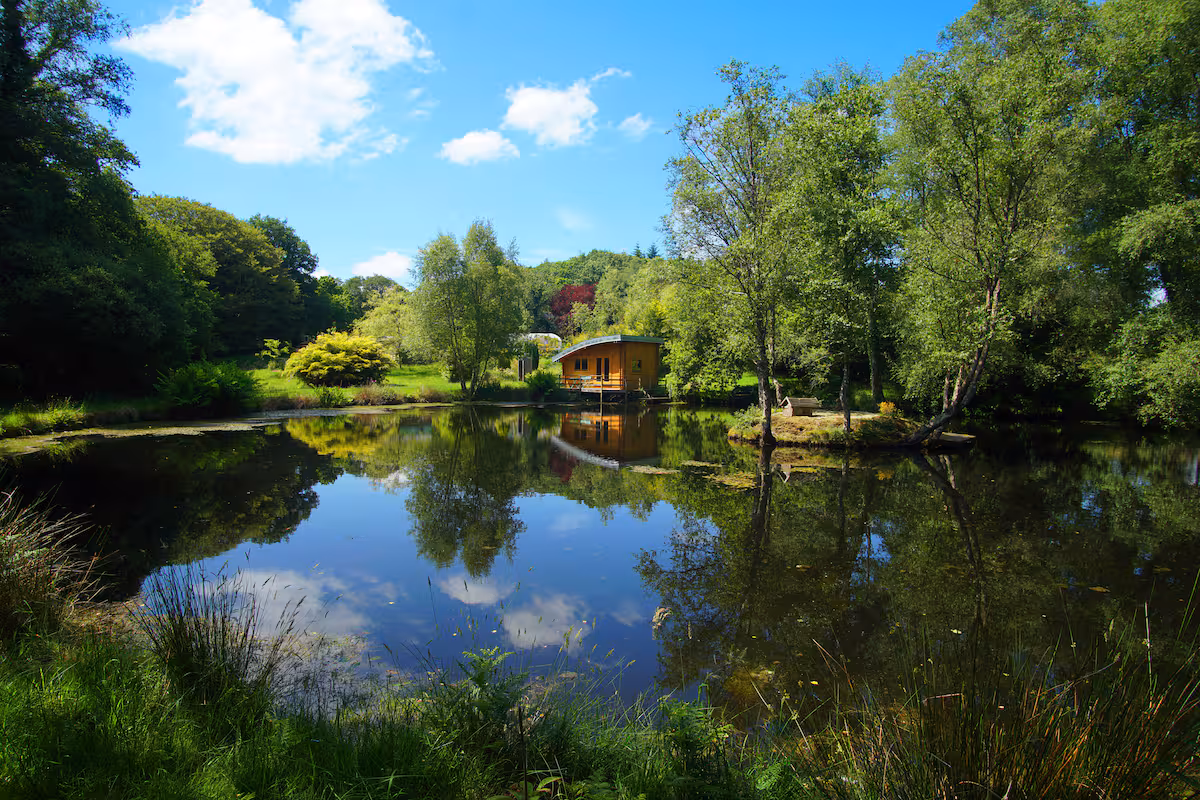 Chalet au bord d&rsquo;un étang dans nature&nbsp;préservée