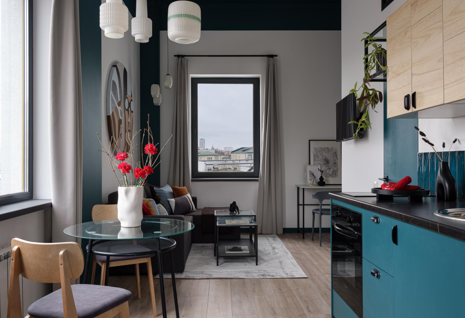 Couleurs  détails vintage  charme particulier à ce petit appartement