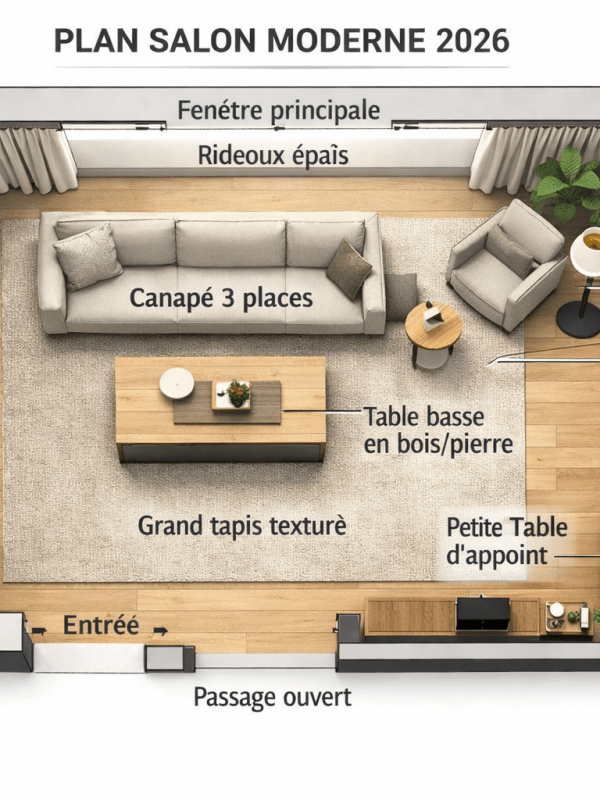 aménagement pour un salon moderne (style minimaliste et&nbsp;chaleureux)